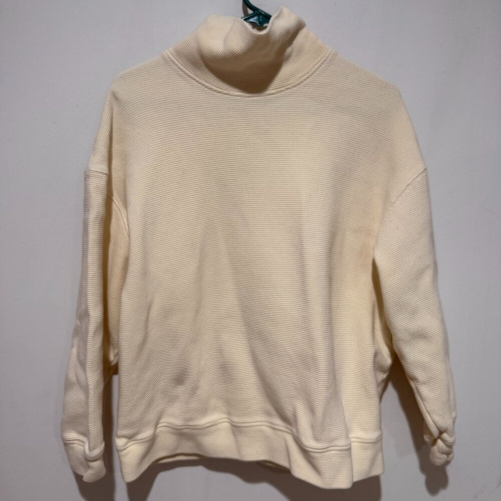 For Days Yellow Organic Cotton Waffle Turtleneck Sweater Sz L